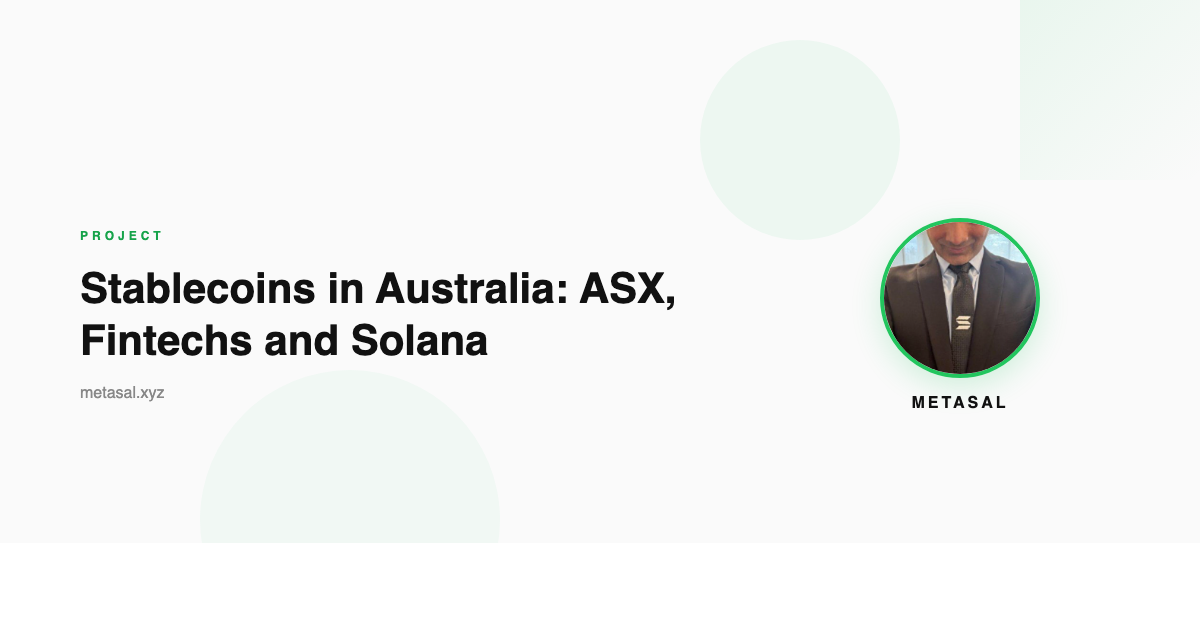 Stablecoins in Australia: ASX, Fintechs and Solana
